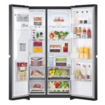 LG 635 Litre Side By Side American Fridge Freezer With LG Smart Inverter Compressor - Matt Black - Image 2