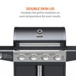 Boss Grill Kentucky Premium - 4 Burner Gas BBQ Grill with Side Burner - Black - Image 9