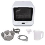 electriQ Freestanding Mini Table Top Portable Dishwasher - White - Image 5