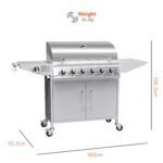 Boss Grill Georgia Classic - 6 Burner Gas BBQ Grill with Side Burner - Silver - Image 7