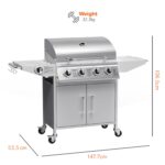 Boss Grill Georgia Classic - 4 Burner Gas BBQ Grill with Side Burner - Silver - Image 16