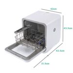 electriQ Freestanding Mini Table Top Portable Dishwasher - White - Image 3