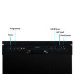 electriQ 12 Place Settings Freestanding Dishwasher - Black - Image 4