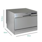 electriQ 6 Place Settings Freestanding Table Top Dishwasher - Silver - Image 2