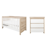 2 Piece Nursery Furniture Set with Cot Bed and Changing Table in White and Oak - Modena - Tutti Bambini - Image 5