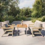 5 Seater Iroko Wood & Aluminum Garden Sofa Set - Como