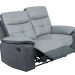 Home Charles Leather Mix 2 Seater Recliner Sofa - Grey