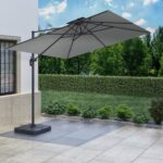 3x3m Grey Square Cantilever Parasol with Base and Cover Included - Como