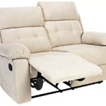 Home June Fabric 2 Seater Manual Recliner Sofa-Natural