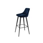 Navy Blue Velvet Bar Stool with Back - 77cm - Macie