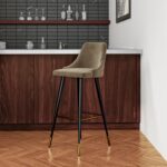 Beige Velvet Bar Stool with Back - 79cm - Maddy