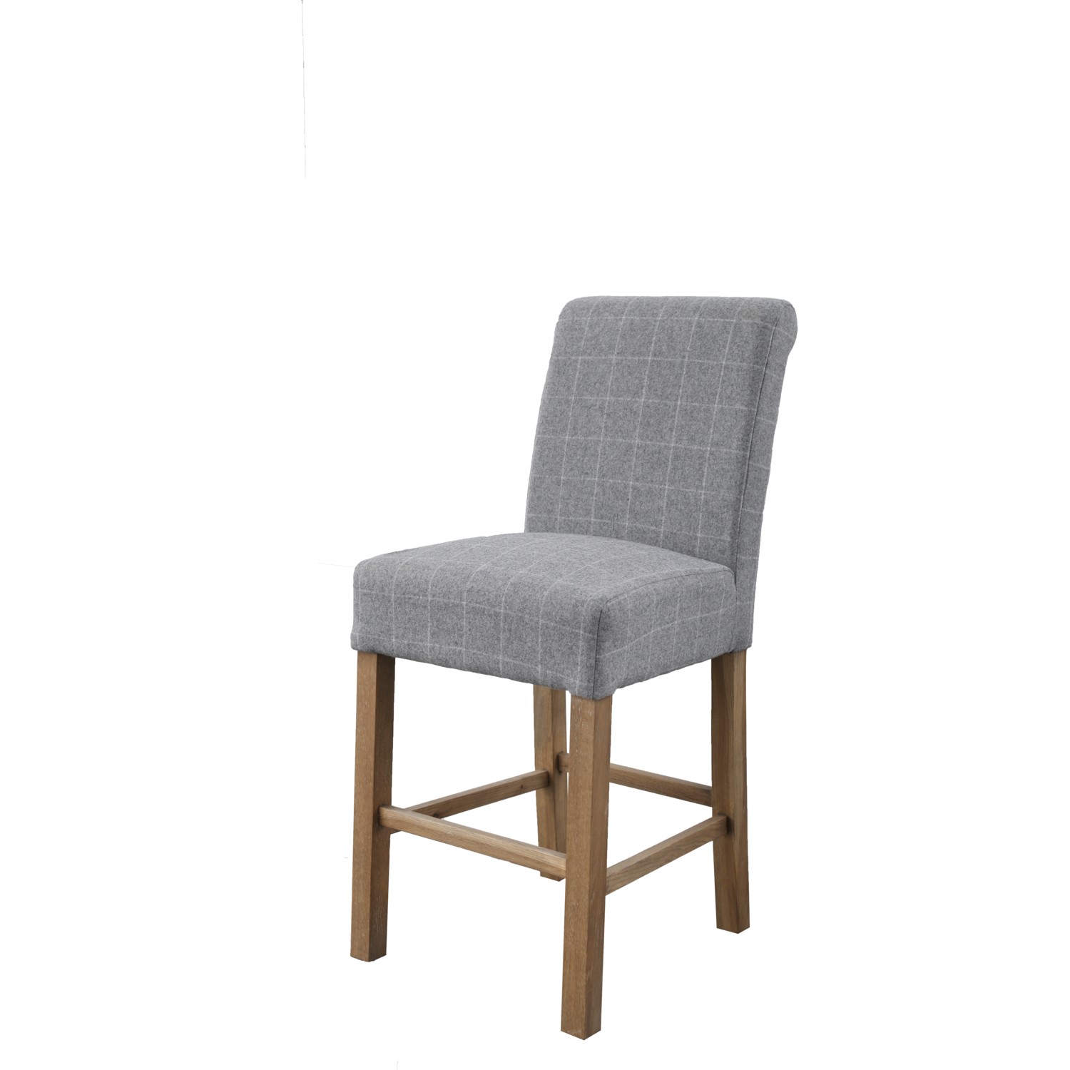 1 Check Grey Fabric Bar Stool - Image 1