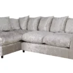 Home Megan Fabric Left Hand Corner Chaise Sofa -Silver