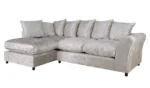 Home Megan Fabric Left Hand Corner Chaise Sofa -Silver