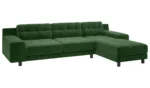Habitat Hendricks Velvet Right Hand Corner Chaise Sofa-Green
