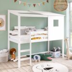 House Mid Sleeper Bed in White - Oakley