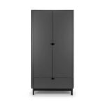 Dark Grey 2 Door Double Wardrobe with Drawer - Chloe - Julian Bowen