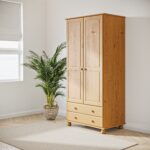 Pine 2 Door Double Wardrobe with Drawers - Hamilton