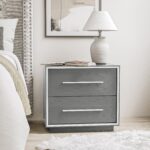 Grey Oak Rustic 2 Drawer Bedside Table - Franco
