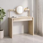 Light Wood Mid Century Dressing Table with Mirror - Emile Sustainable Furniture