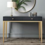 Dark Grey Art Deco Dressing Table with 2 Drawers - Maya