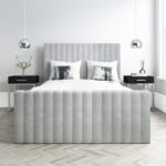 Side Opening Grey Velvet Ottoman Bed - Khloe