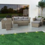 6 Seater Grey Rattan Garden Sofa Set - Fortrose
