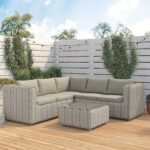 6 Seater Grey Rattan Garden Corner Sofa Set - Aspen