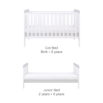 Cot Bed with Mattress and Cot Top Changer in White and Grey - Rio - Tutti Bambini - Image 5