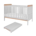 Cot Bed with Mattress and Cot Top Changer in Grey and Oak - Rio - Tutti Bambini - Image 6