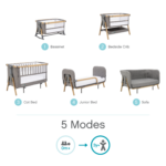 Bedside Crib and Cot in Light Grey and Oak - Cozee XL - Tutti Bambini - Image 2