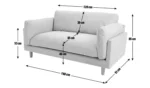 Habita Salome Fabric 2 Seater Sofa - Light Grey - Image 5