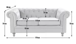 Habitat Chesterfield Fabric 2 Seater Sofa - Light Grey - Image 8