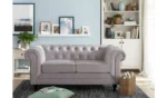Habitat Chesterfield Fabric 2 Seater Sofa - Light Grey - Image 9
