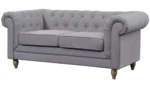 Habitat Chesterfield Fabric 2 Seater Sofa - Light Grey - Image 2