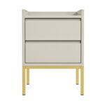 Beige Modern 2 Drawer Bedside Table with Legs - Zion - Image 5