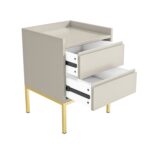 Beige Modern 2 Drawer Bedside Table with Legs - Zion - Image 4