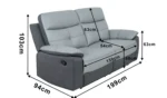Home Charles Leather Mix 3 Seater Recliner Sofa - Grey - Image 3