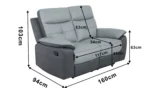Home Charles Leather Mix 2 Seater Recliner Sofa - Grey - Image 3