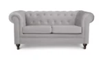Habitat Chesterfield Velvet 2 Seater Sofa - Light Grey - Image 10