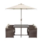 4 Seater Brown Rattan Cube Garden Dining Set - Parasol Included - Fortrose - Image 8