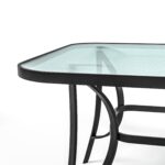 6 Seater Grey Metal Stackable Garden Dining Set with Free Parasol and Base - Fortrose - Image 4