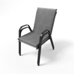 GRADE A1 - 6 Grey Metal Stackable Garden Dining Chairs - Fortrose - Image 2