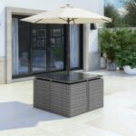 4 Seater Grey Rattan Cube Garden Dining Set - Parasol Included - Fortrose - Image 6