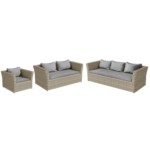 GRADE A1 - 6 Seater Light Grey Rattan Garden Sofa Set - Fortrose