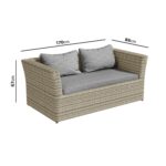 6 Seater Grey Rattan Garden Sofa Set - Fortrose - Image 11