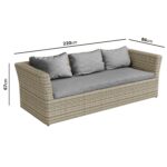 GRADE A1 - 3 Seater Light Grey Rattan Garden Sofa - Fortrose - Image 2
