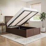 Walnut Wooden Double Ottoman Bed - Anderson Color-Brown - Image 5