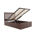 Walnut Wooden Double Ottoman Bed - Anderson Color-Brown - Image 3