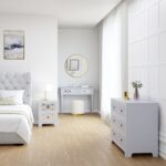 Grey Mirrored Boho Dressing Table with 2 Drawers - Alexis - Image 6